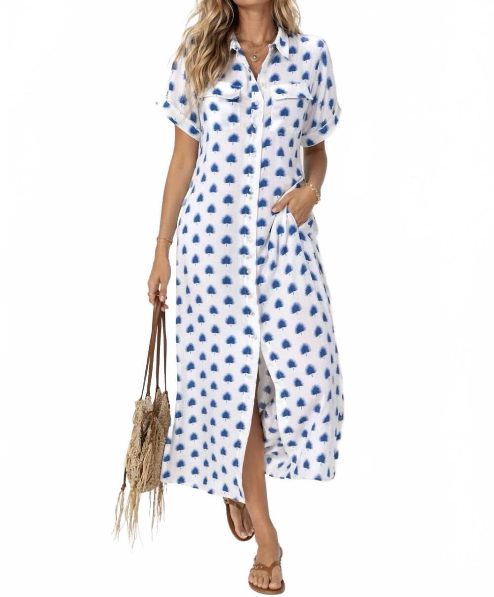 NEW SKEMO shirt dress in white and blue